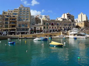 Looking over Spinola Bay towards the Juliani Hotel in St Julians