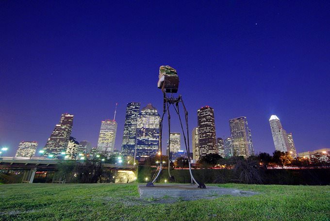 Weird Foam Buddha Over Downtown Houston