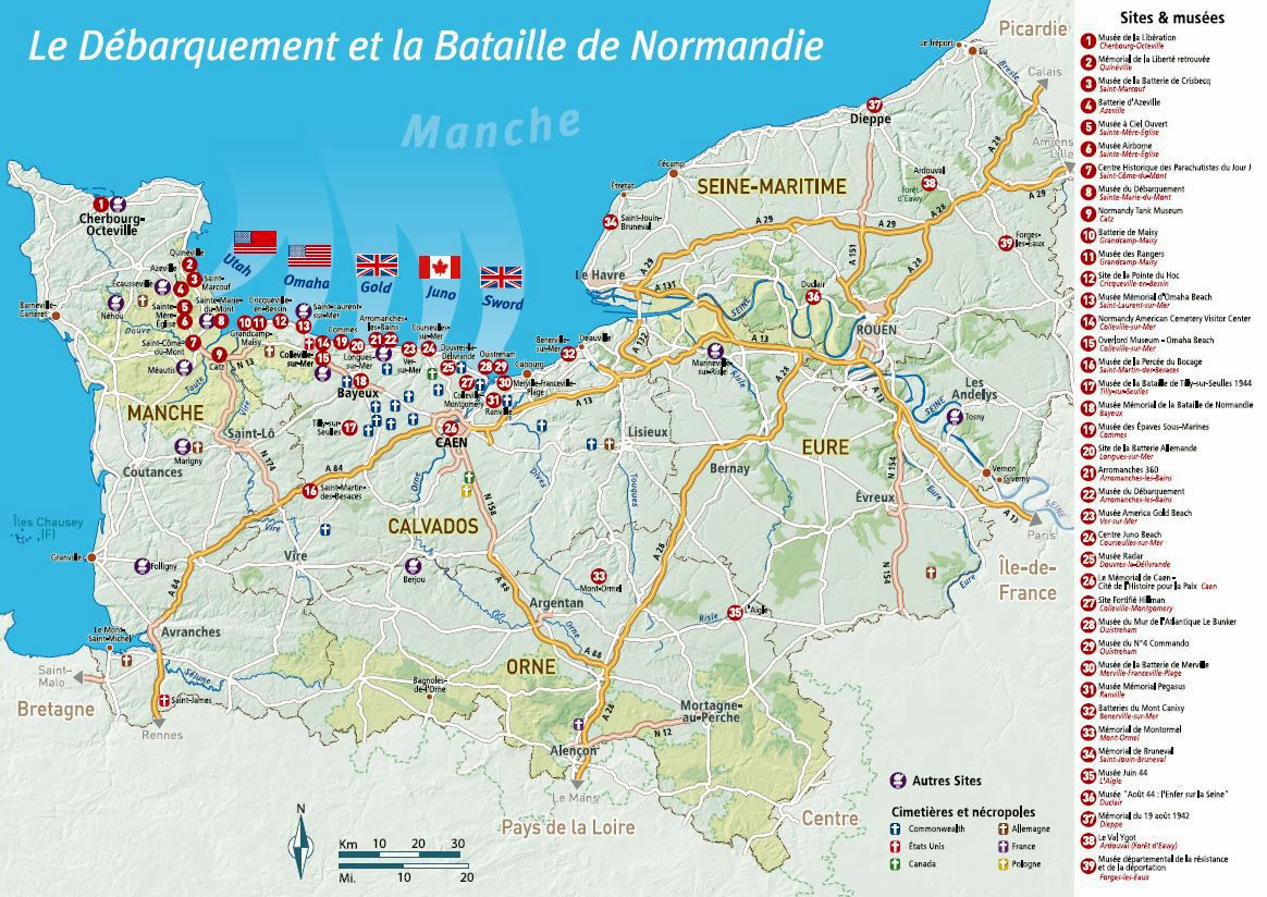 Large Normandy Maps for Free Download and Print | High-Resolution and