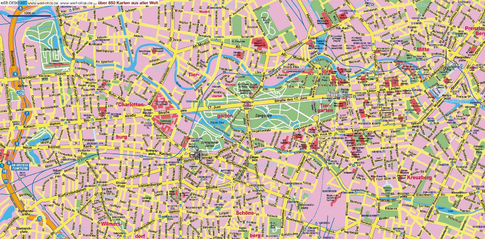 Stadtplan von Berlin Detaillierte gedruckte Karten von