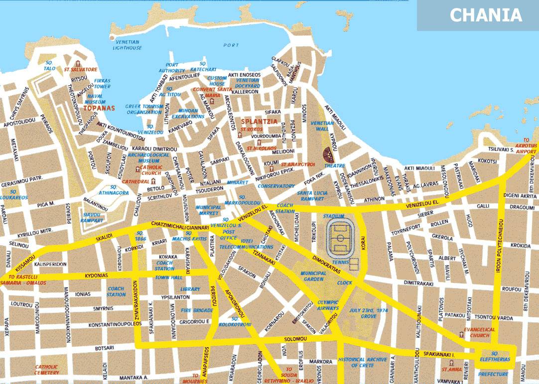 Stadtplan von Chania | Detaillierte gedruckte Karten von Chania