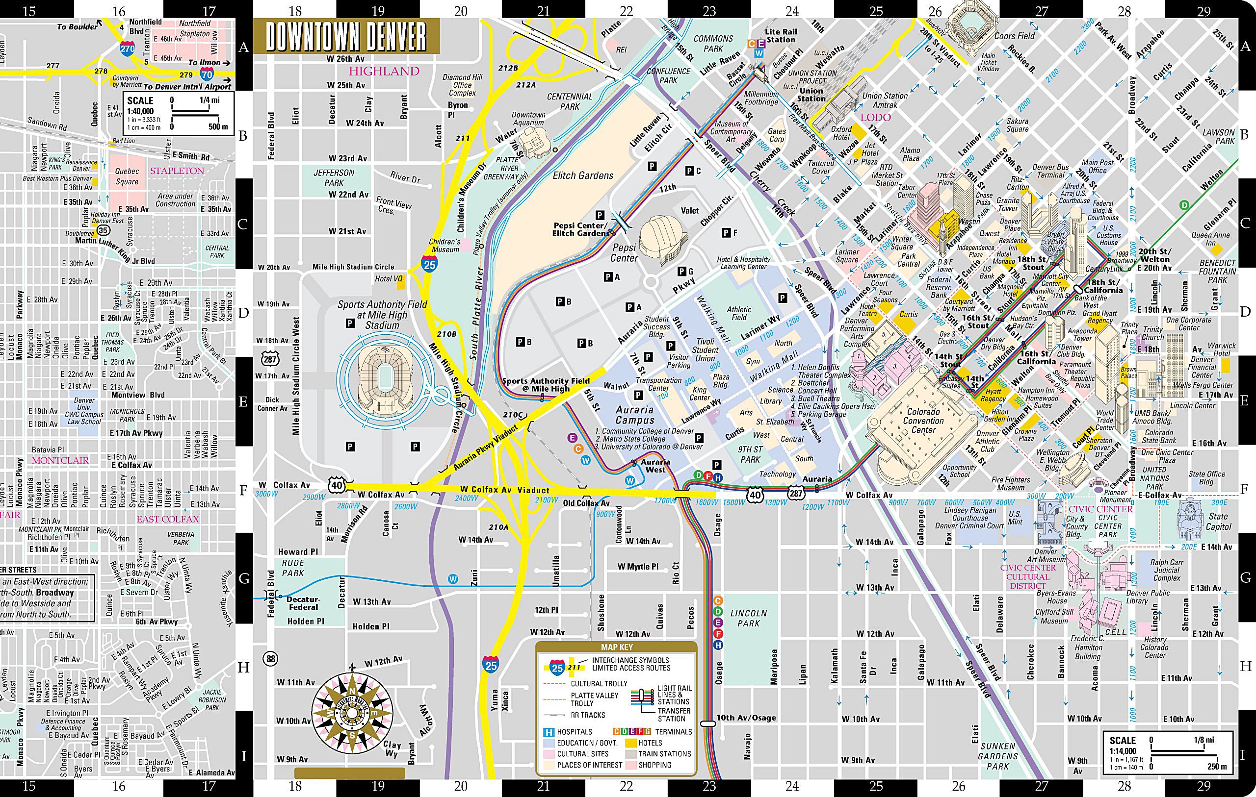 Large Denver Maps for Free Download and Print | High-Resolution and