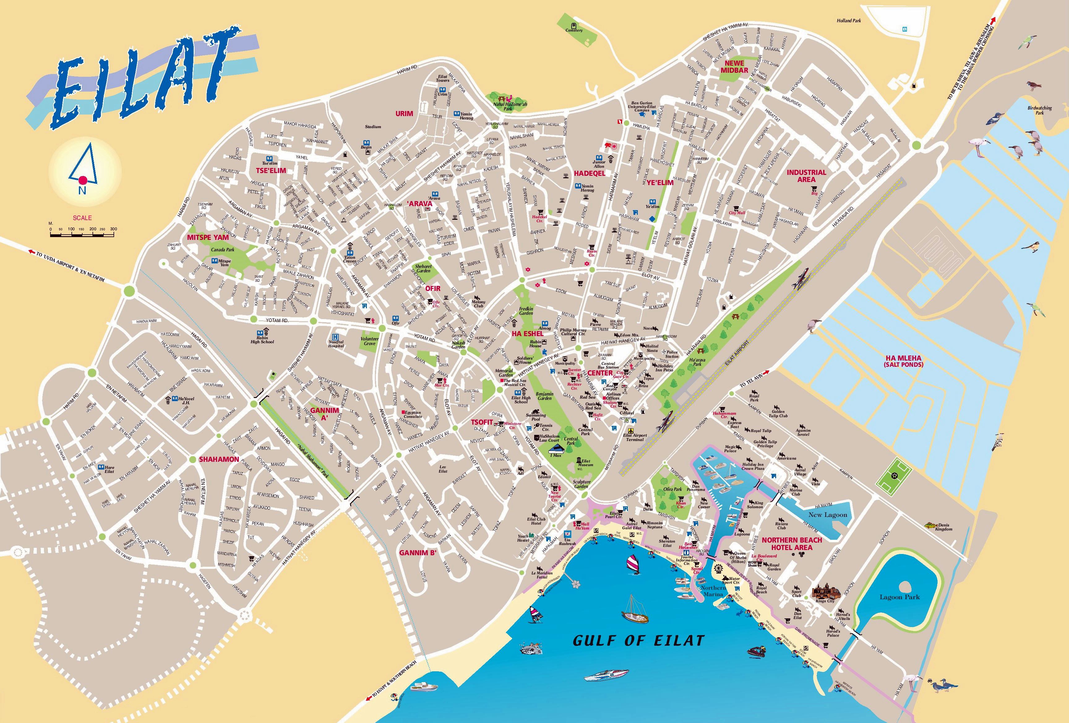 Cartes de Eilat | Cartes typographiques détaillées de Eilat (Israël) de