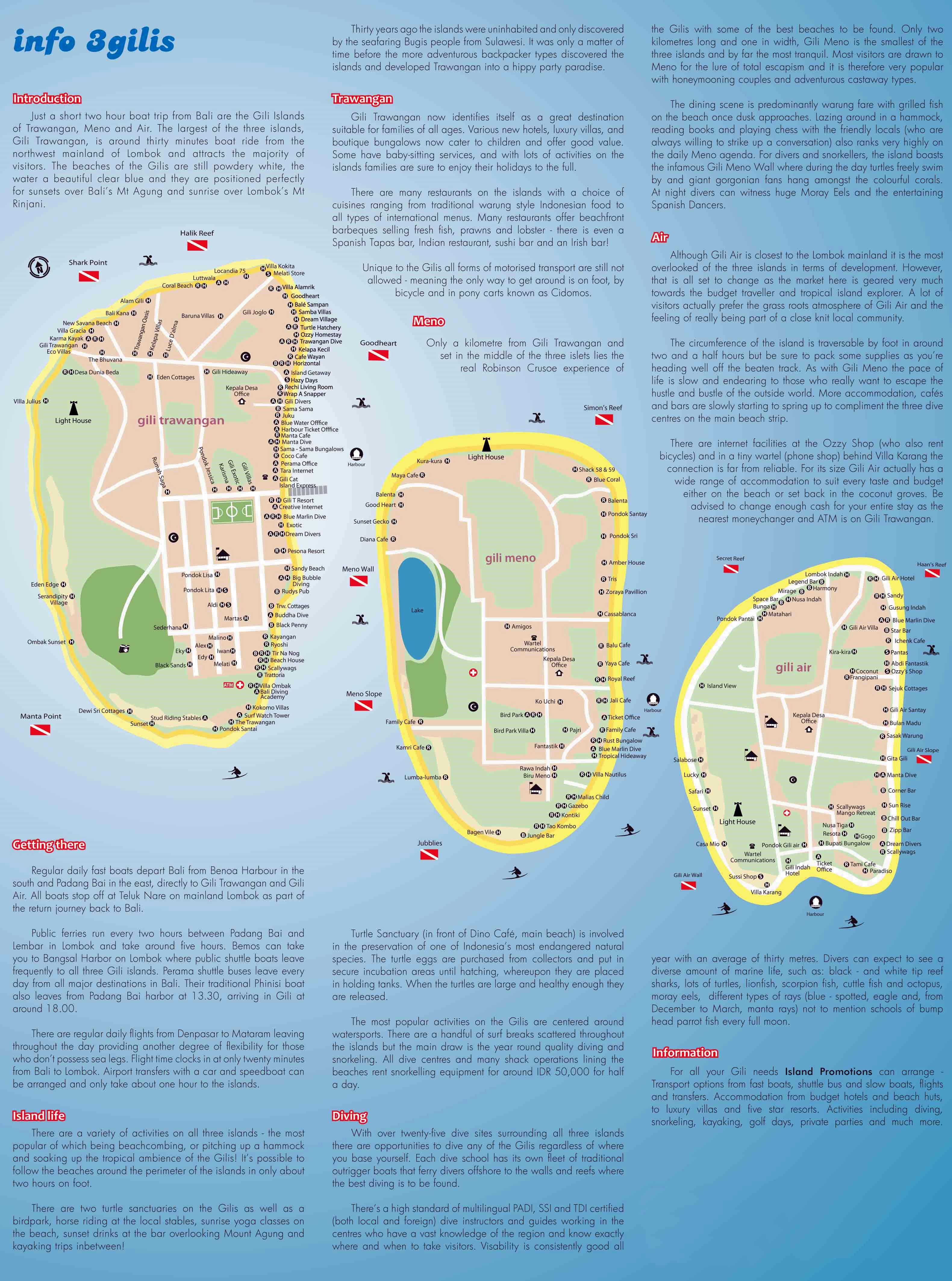 Stadtplan Von Gili Inseln Detaillierte Gedruckte Karten Von Gili