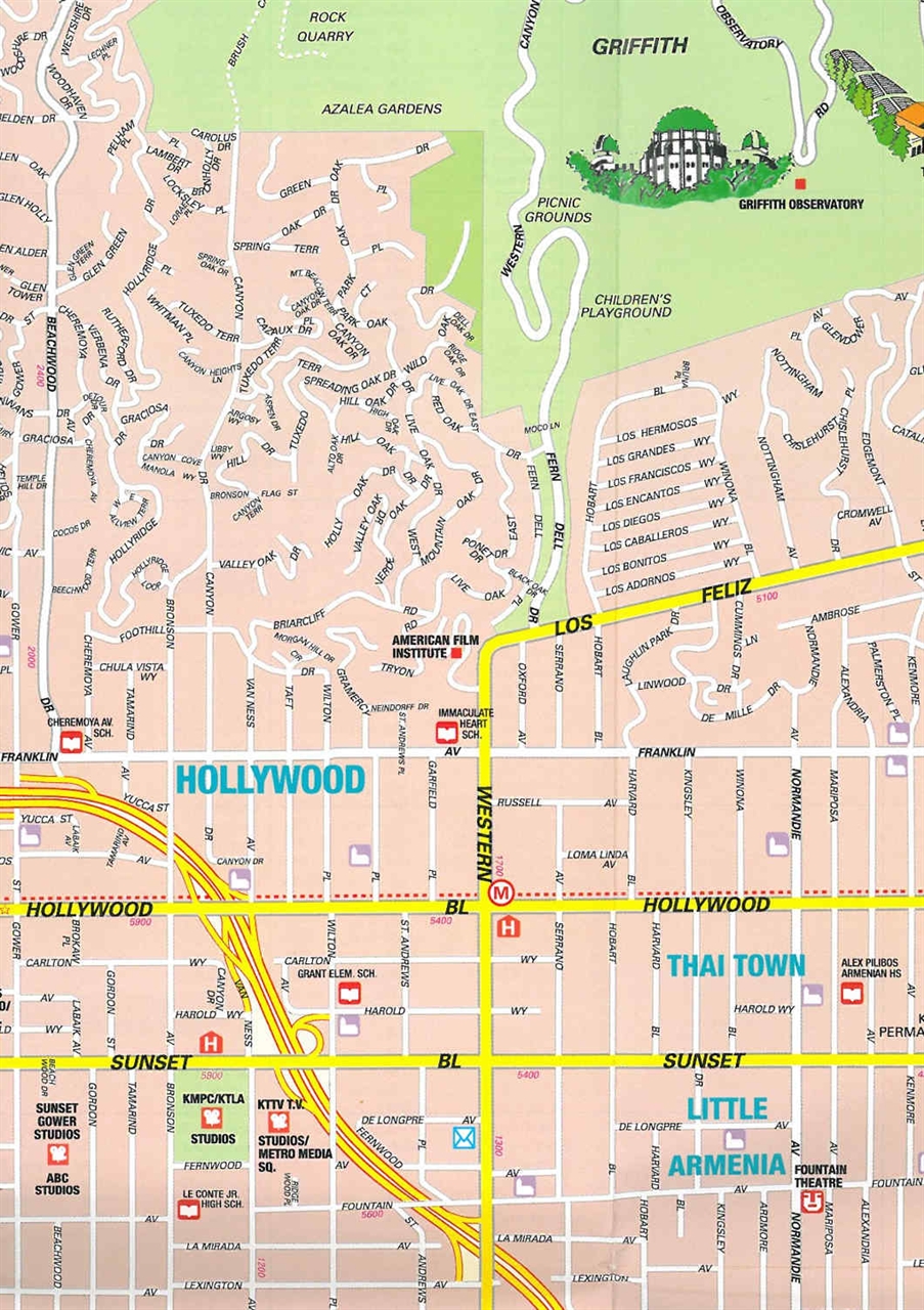 Large Hollywood Ca Maps For Free Download And Print High