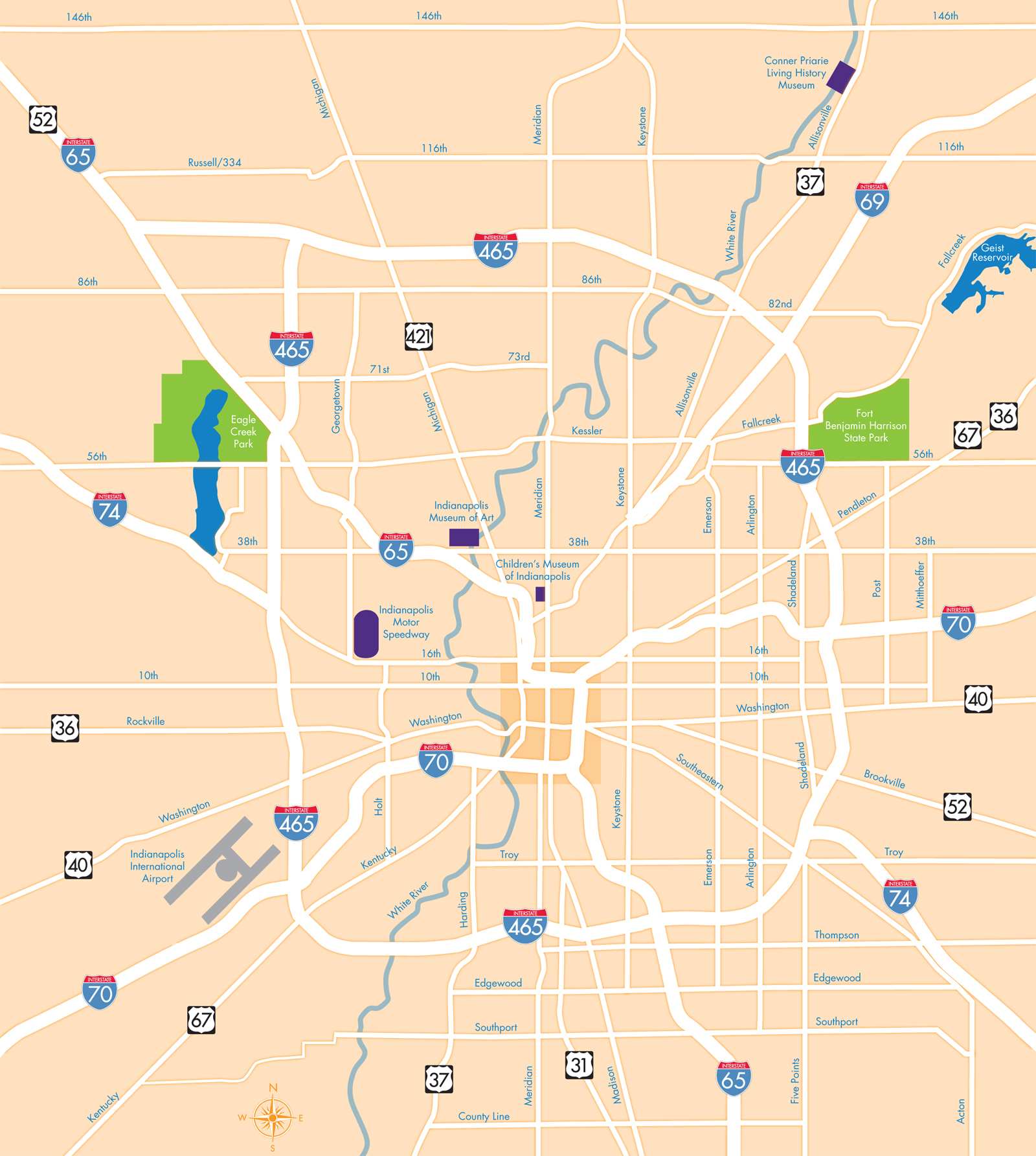 Large Indianapolis Maps for Free Download and Print HighResolution