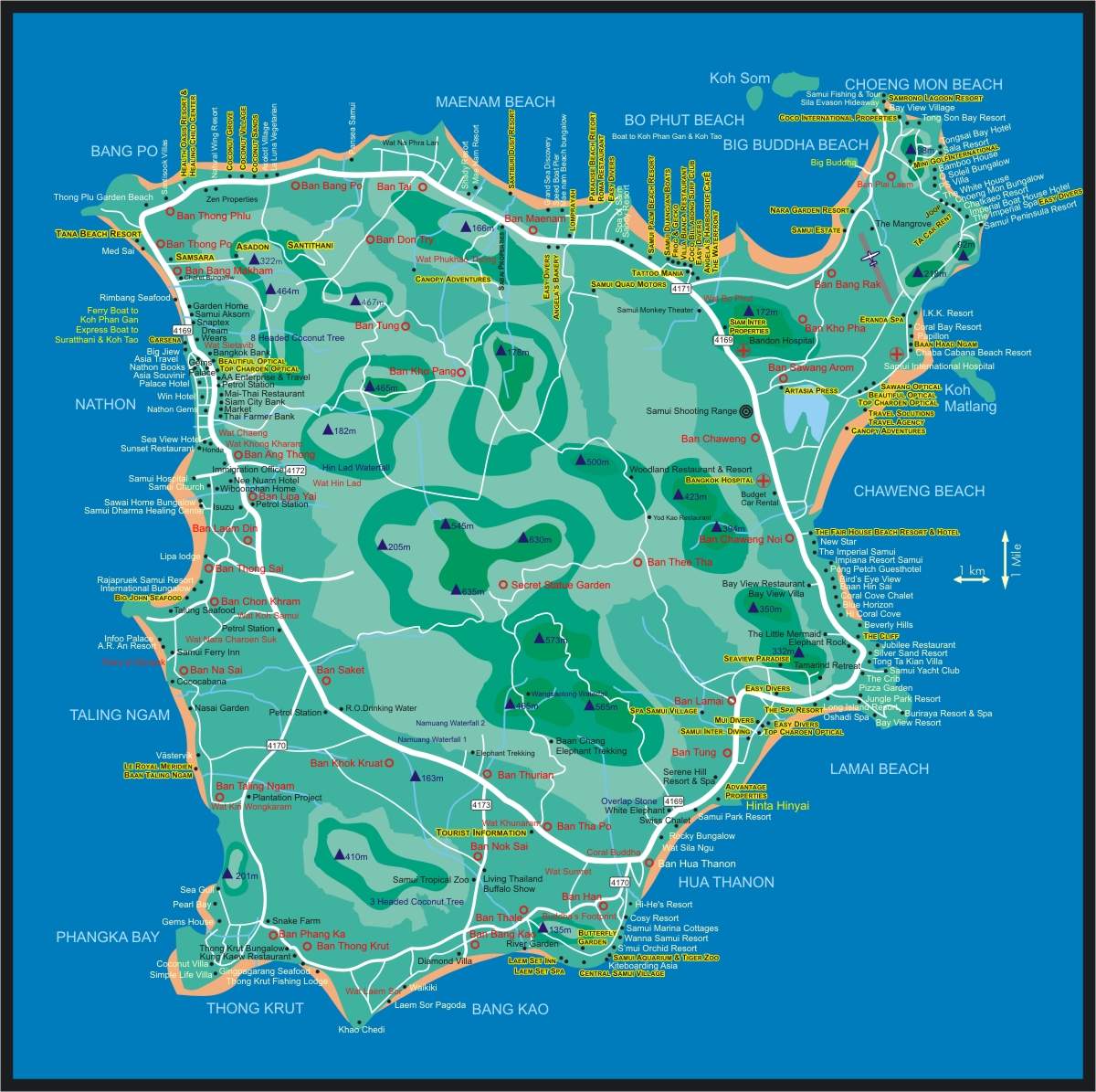 Stadtplan von Ko Samui | Detaillierte gedruckte Karten von Ko Samui