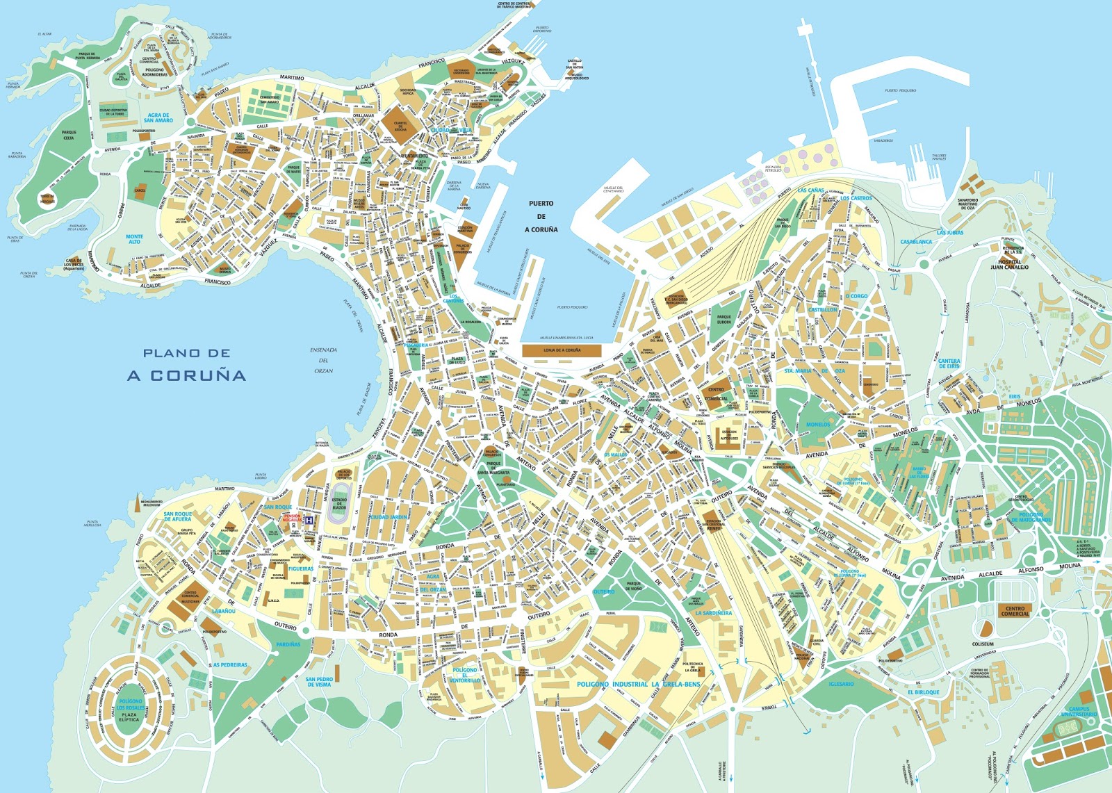 Large A Coruna Maps For Free Download And Print High Resolution