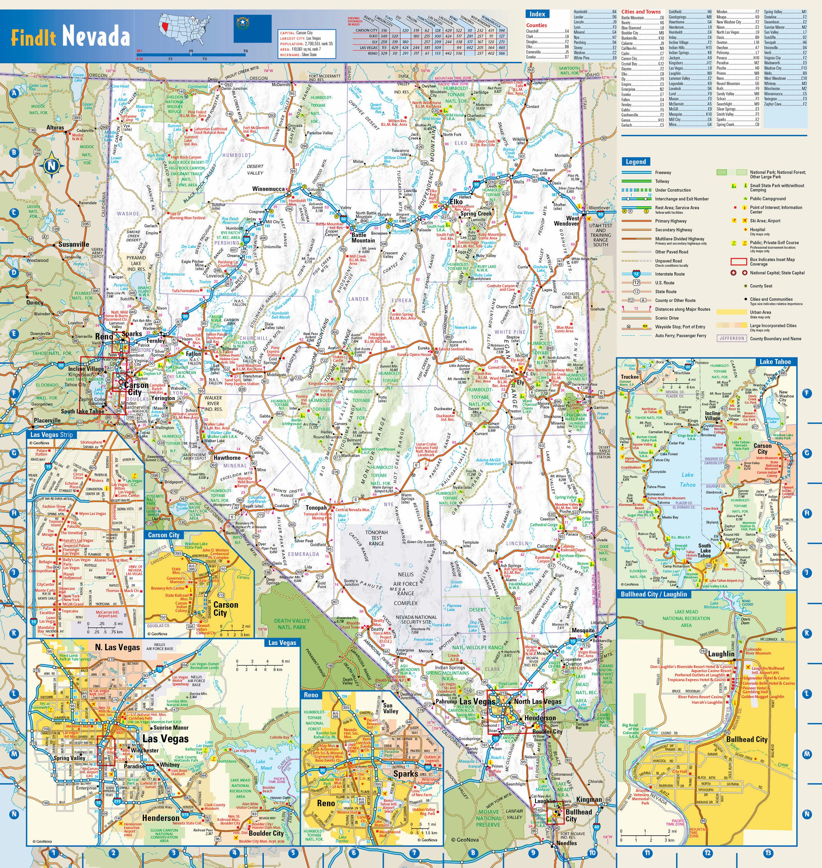 Large Nevada Maps for Free Download and Print HighResolution and