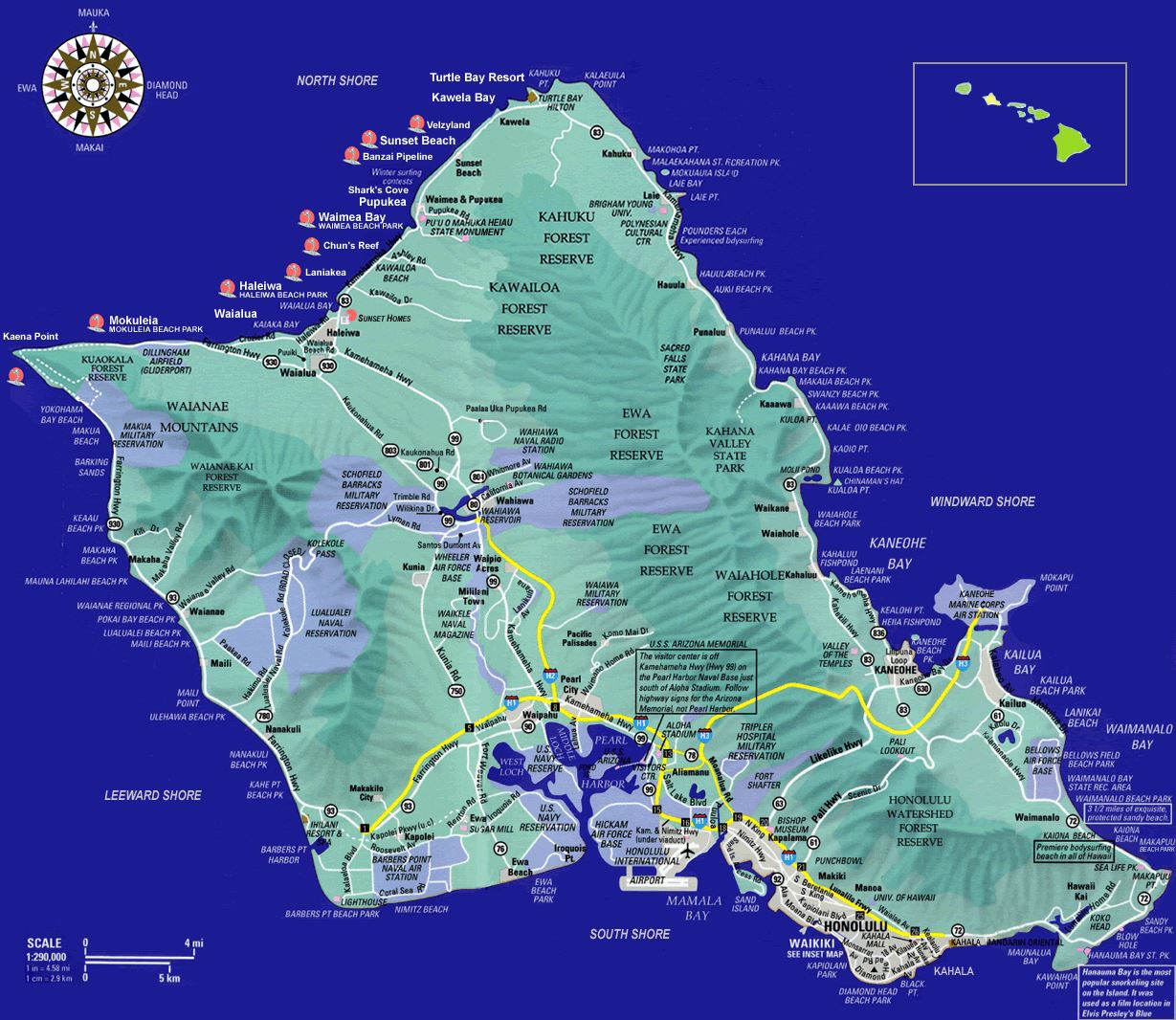Large Oahu Island Maps for Free Download and Print HighResolution