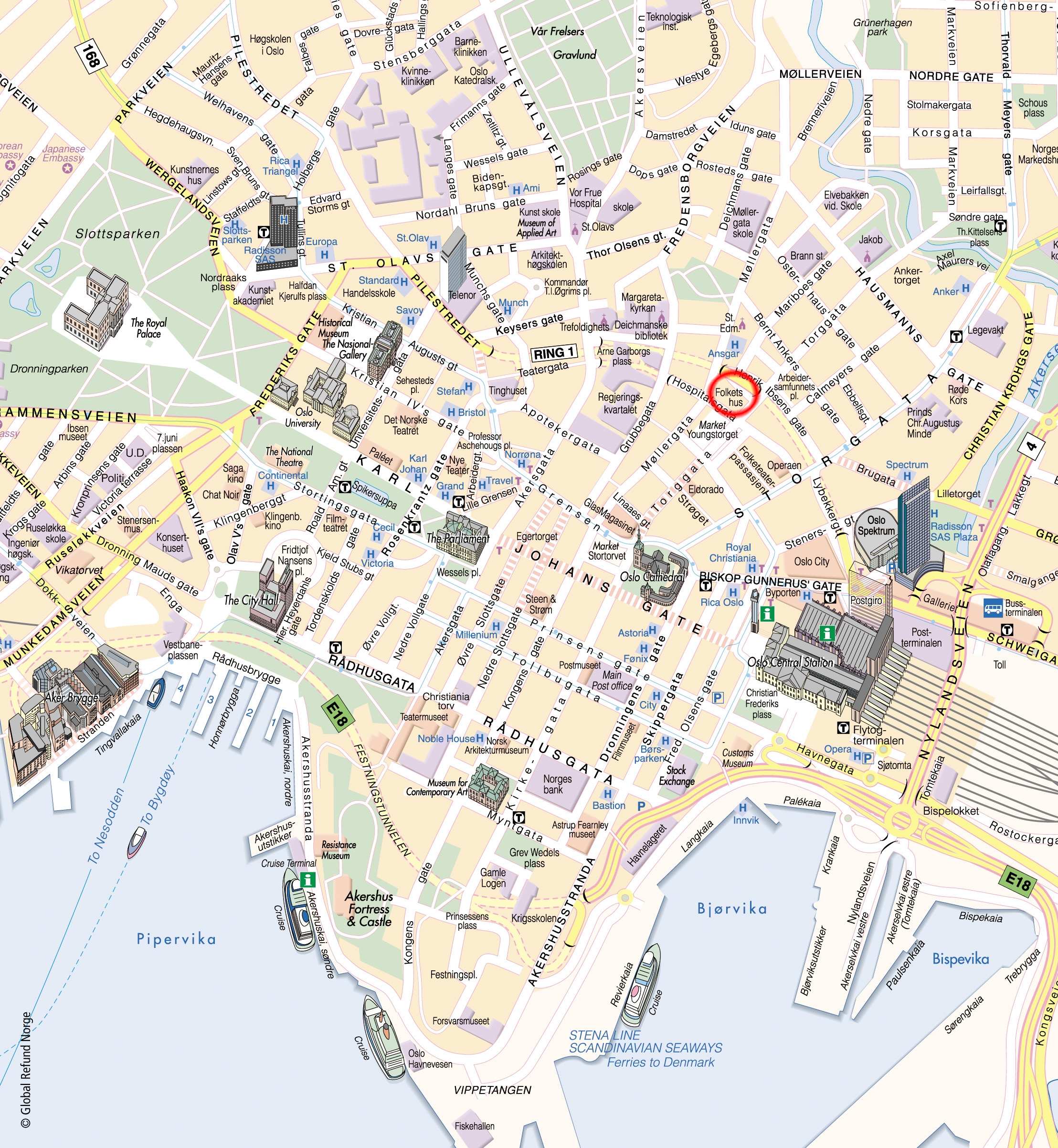 oslo karta Large Oslo Maps for Free Download and Print | High Resolution and  oslo karta