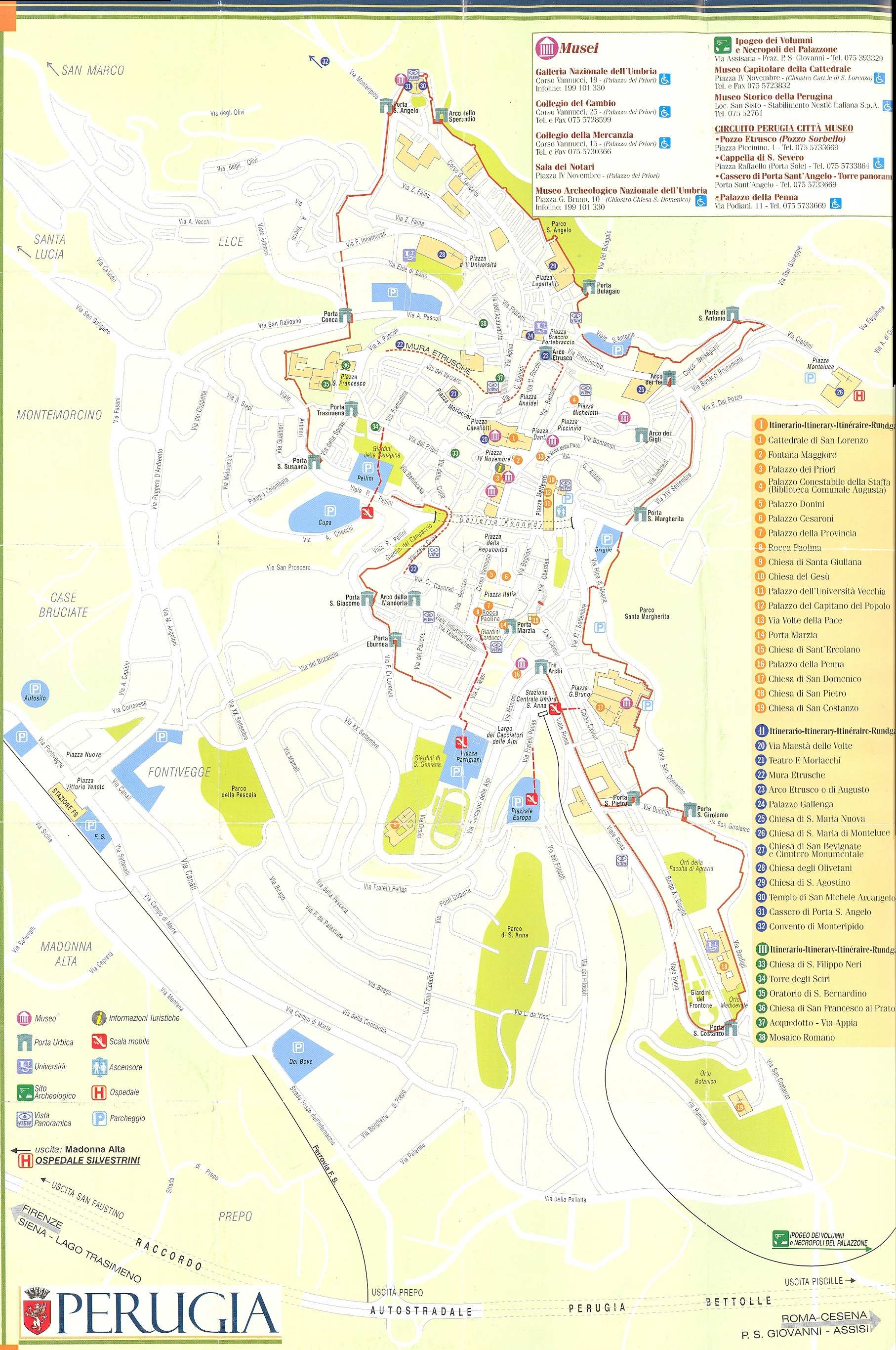 Карта Перуджи Peruglia Перуджа