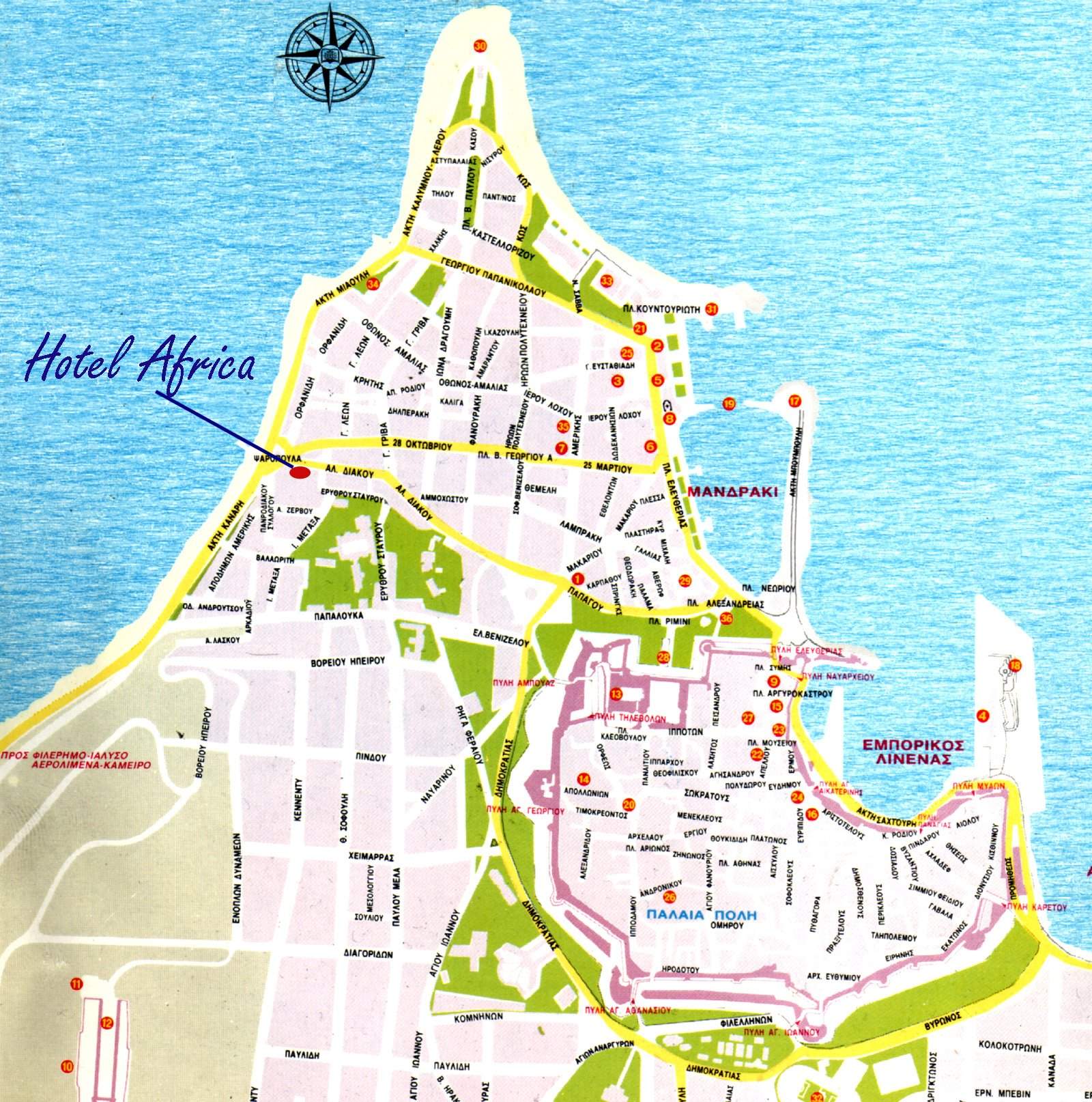 Stadtplan von Rhodos | Detaillierte gedruckte Karten von Rhodos