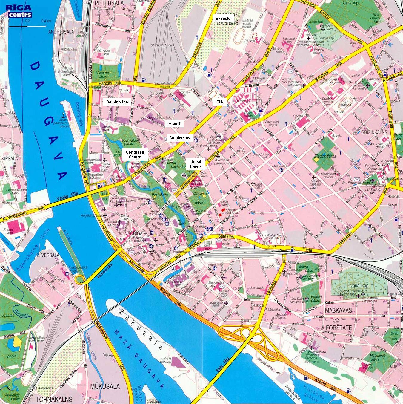 Stadtplan von Riga | Detaillierte gedruckte Karten von Riga, Lettland