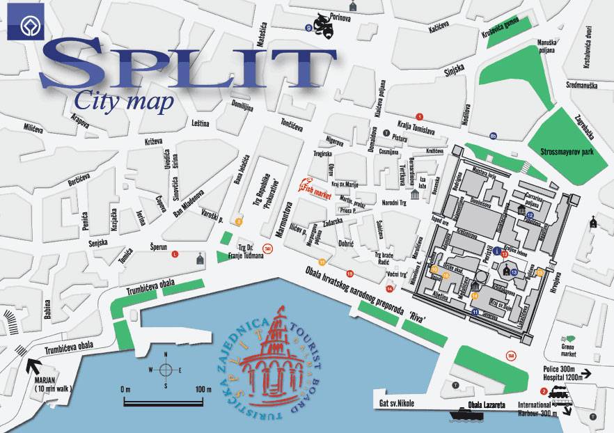 Сплит, карта города