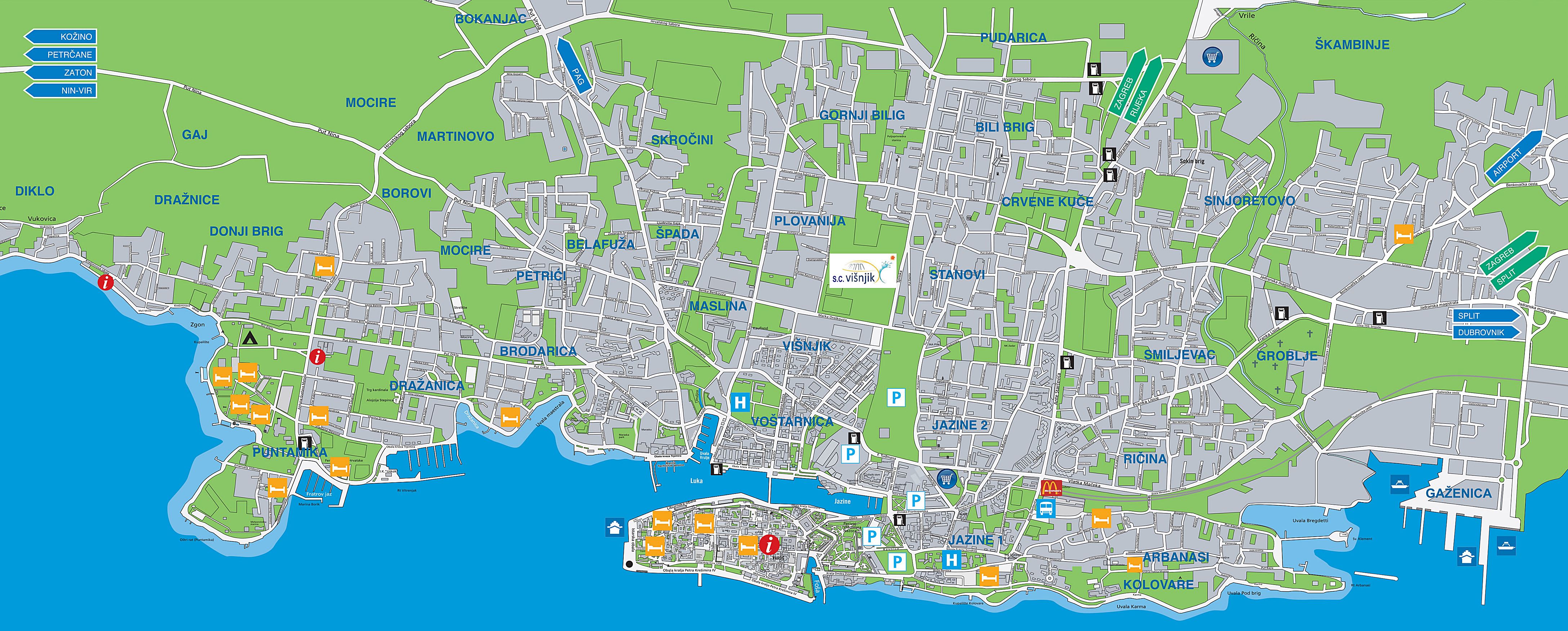 zadar mapa Large Zadar Maps for Free Download and Print | High Resolution and  zadar mapa
