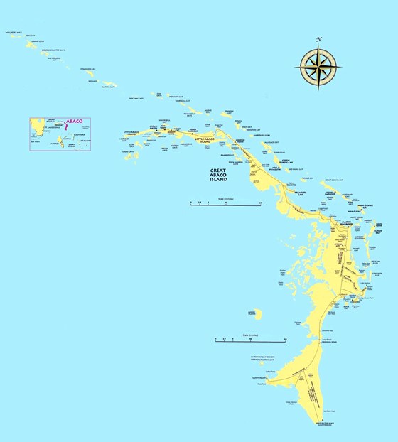Detaillierte Karte von Inseln Abaco 2
