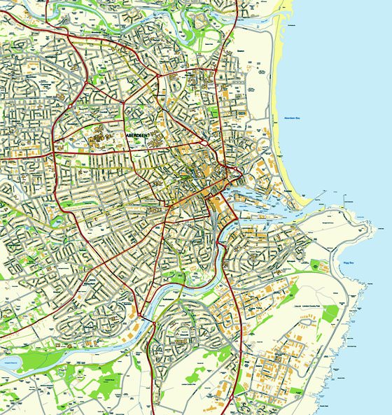 Gedetailleerde plattegrond van Aberdeen