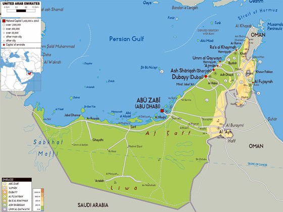 Mapa detallado de Región de Abu Dhabi 2