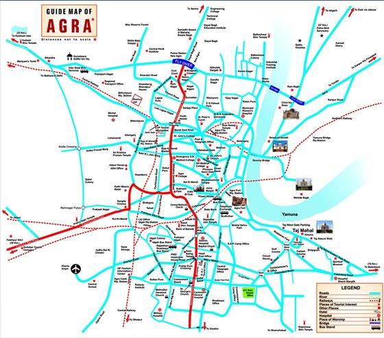 Detaillierte Karte von Agra 2