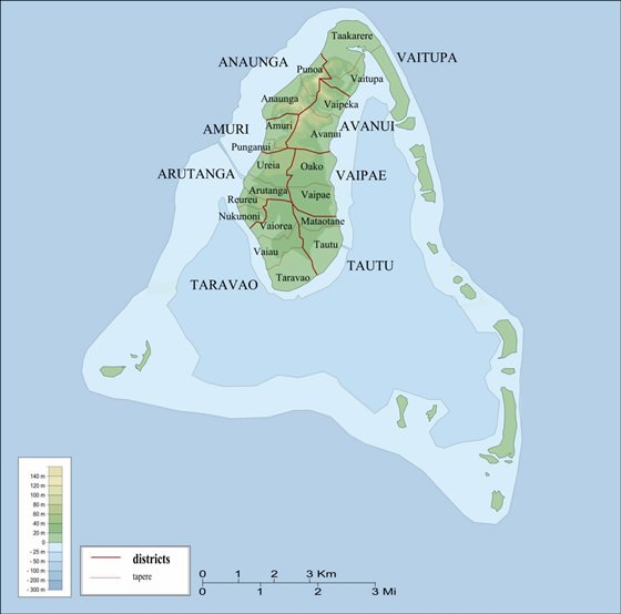 Large map of Aitutaki Island 1