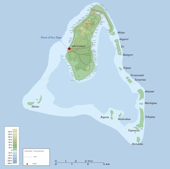 Detaillierte Karte von Aitutaki Insel 2