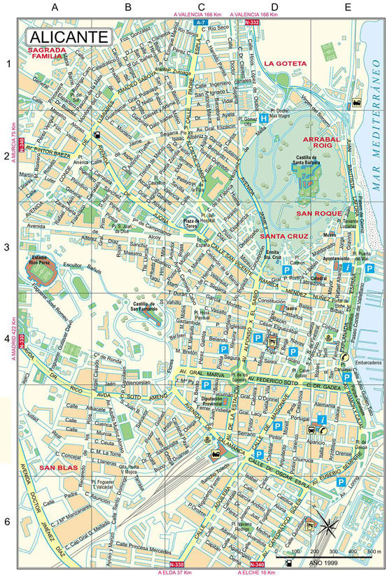 Detailed map of Alicante 2