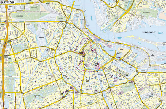 Gedetailleerde plattegrond van Amsterdam