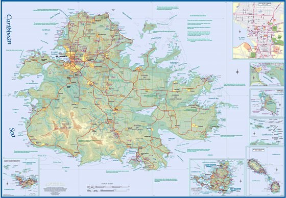 Detaillierte Karte von Antigua Insel 2