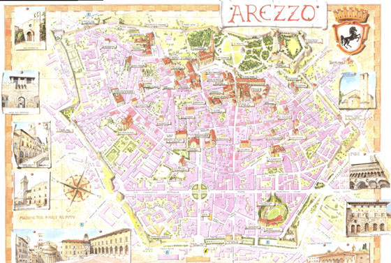 Gedetailleerde plattegrond van Arezzo