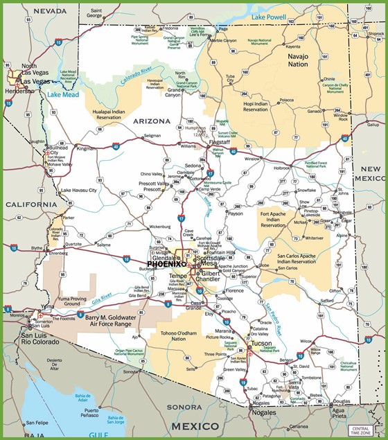 Mapa detallado de Arizona 2