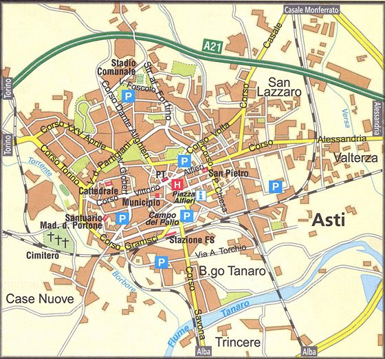 Подробная карта Асти 2