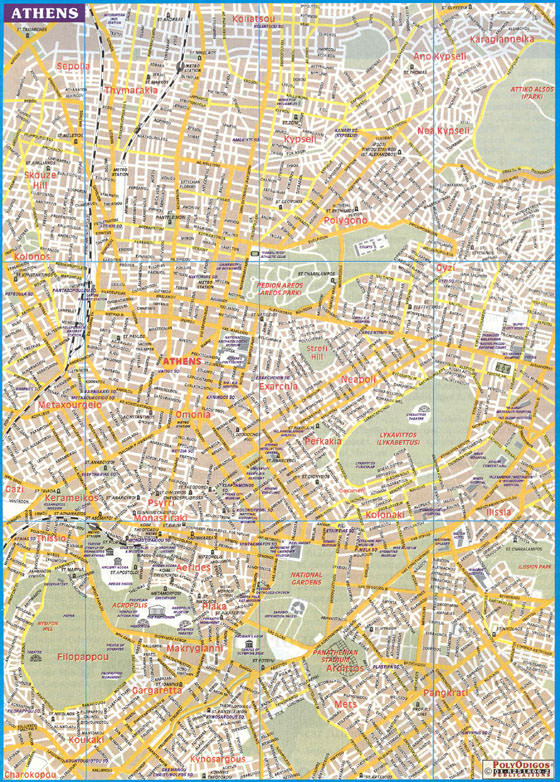 Detaillierte Karte von Athen 2