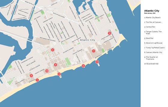 Detaillierte Karte von Atlantic City 2