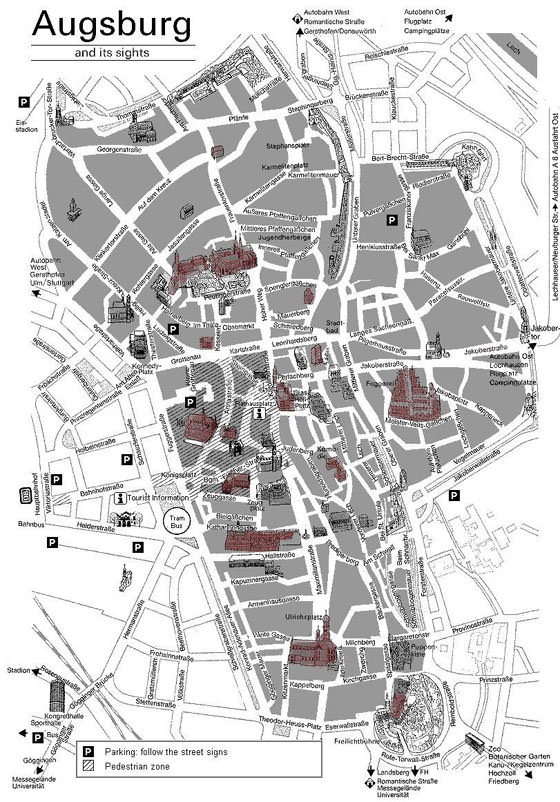 Gedetailleerde plattegrond van Augsburg