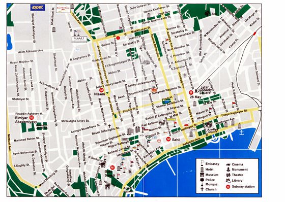 Gedetailleerde plattegrond van Baku