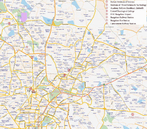Gedetailleerde plattegrond van Bangalore