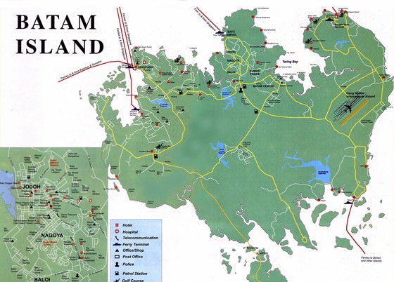Large map of Batam Island 1