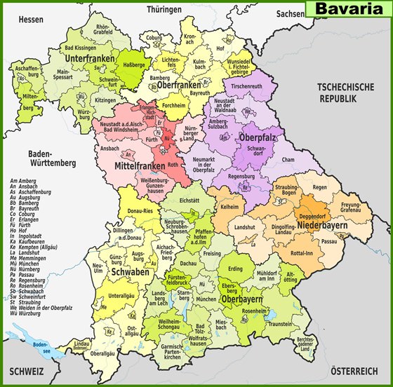 Mapa detallado de Baviera 2