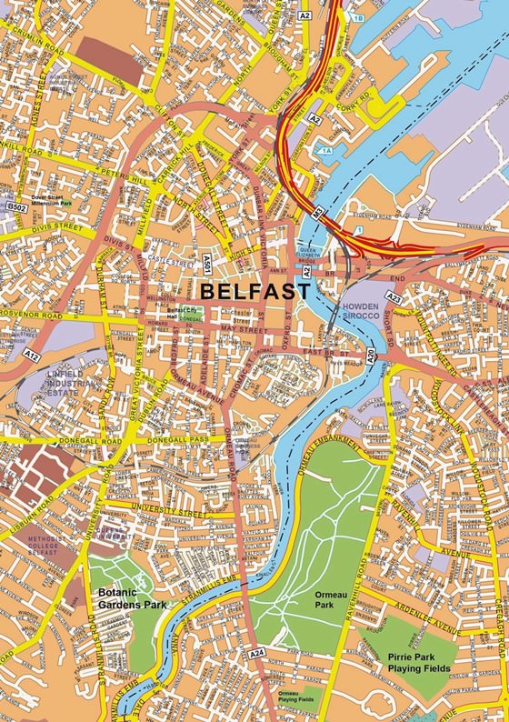 Große Karte von Belfast 1