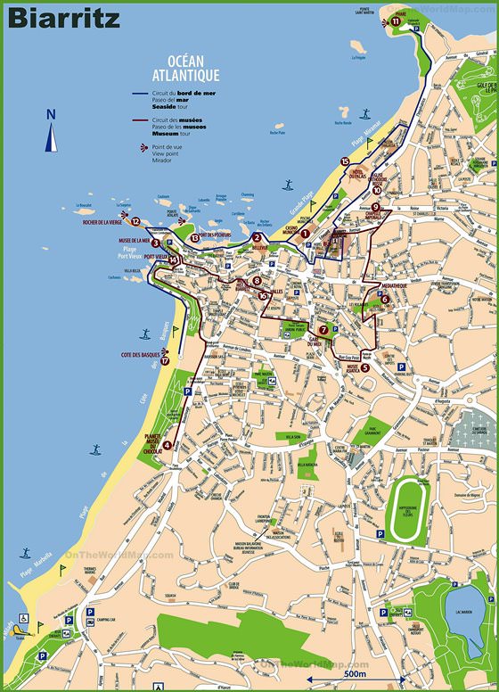 Gedetailleerde plattegrond van Biarritz