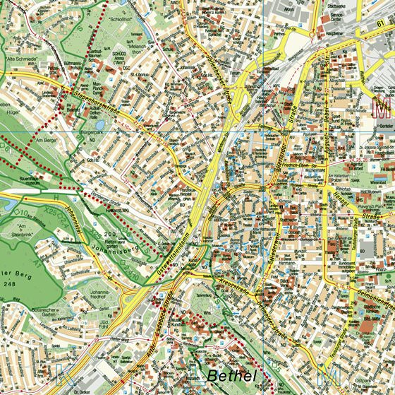 Gedetailleerde plattegrond van Bielefeld