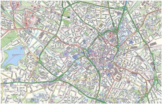 Gedetailleerde plattegrond van Birmingham
