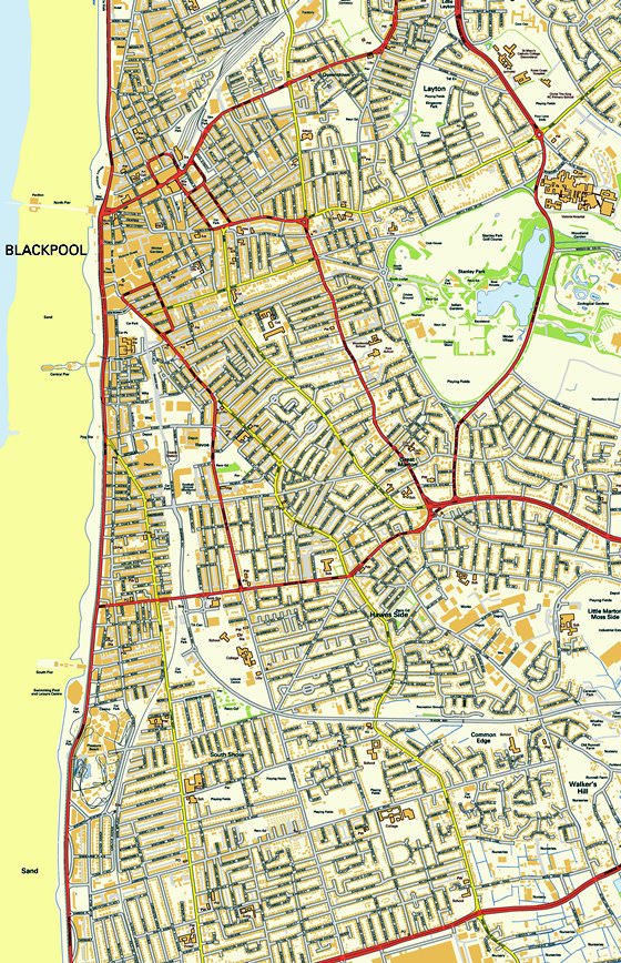 Gedetailleerde plattegrond van Blackpool
