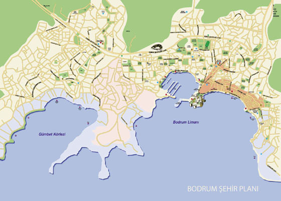 Gedetailleerde plattegrond van Bodrum