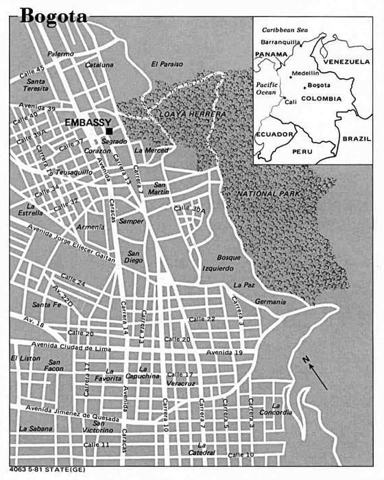 Gedetailleerde plattegrond van Bogota