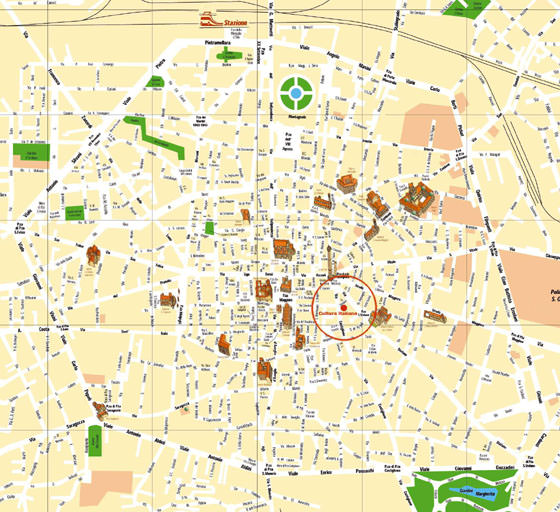 Gedetailleerde plattegrond van Bologna