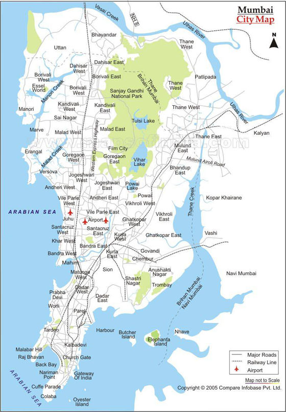 Hoge-resolutie kaart van Bombay