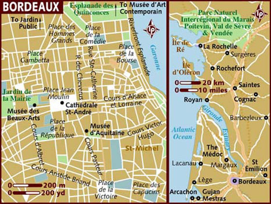 Hoge-resolutie kaart van Bordeaux