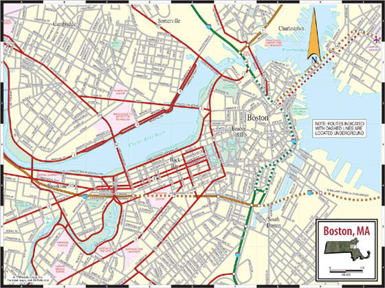 Gedetailleerde plattegrond van Boston